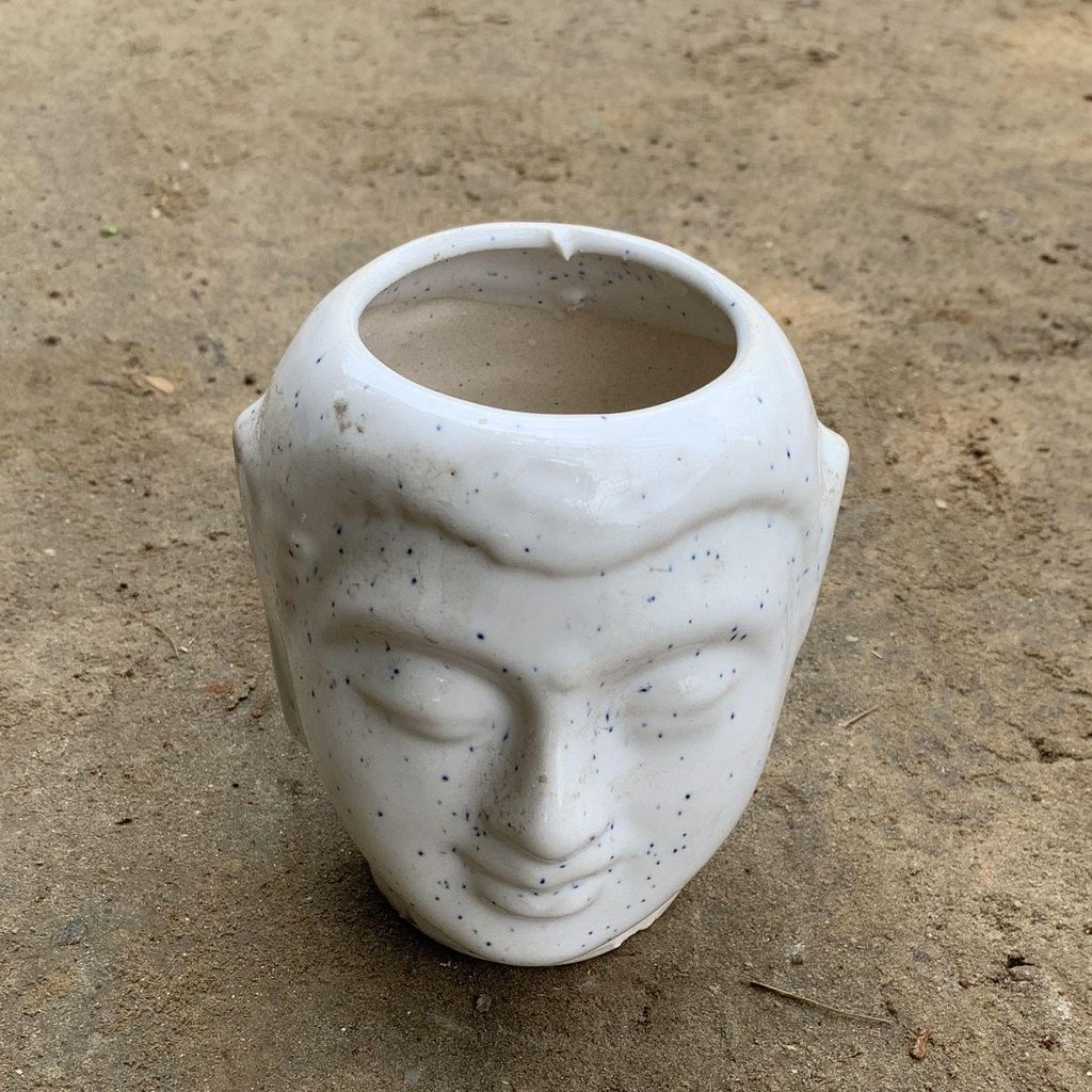 4 Inch White Elegant Ceramic Buddha Planter