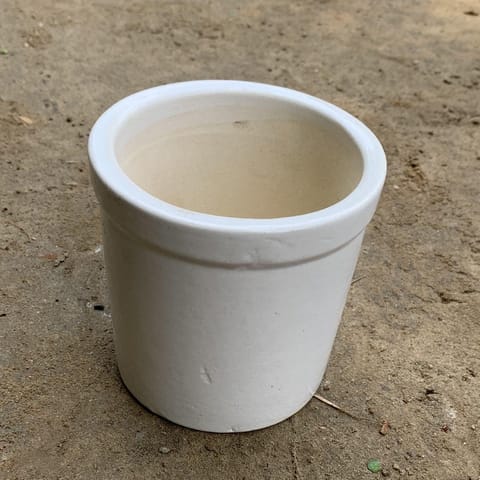 4 Inch White Glass Shape Ceramic Pot