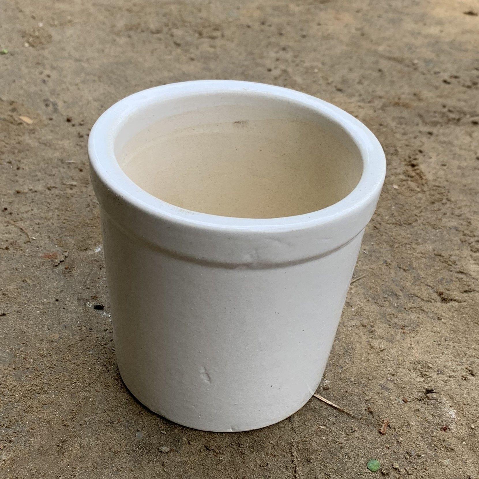 4 Inch White Glass Shape Ceramic Pot