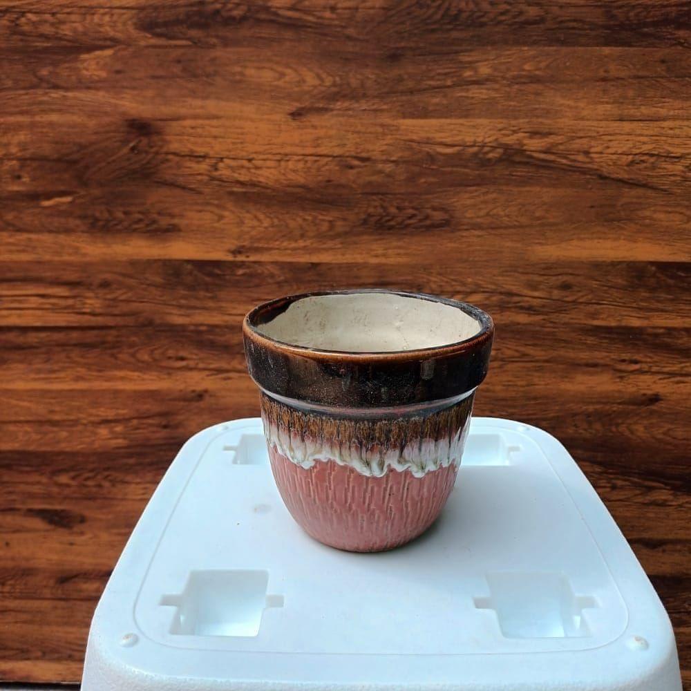 4 Inch Collar Designer Cup Ceramic Pot,Pots:Ceramic Planters:Royal Ceramic Pots