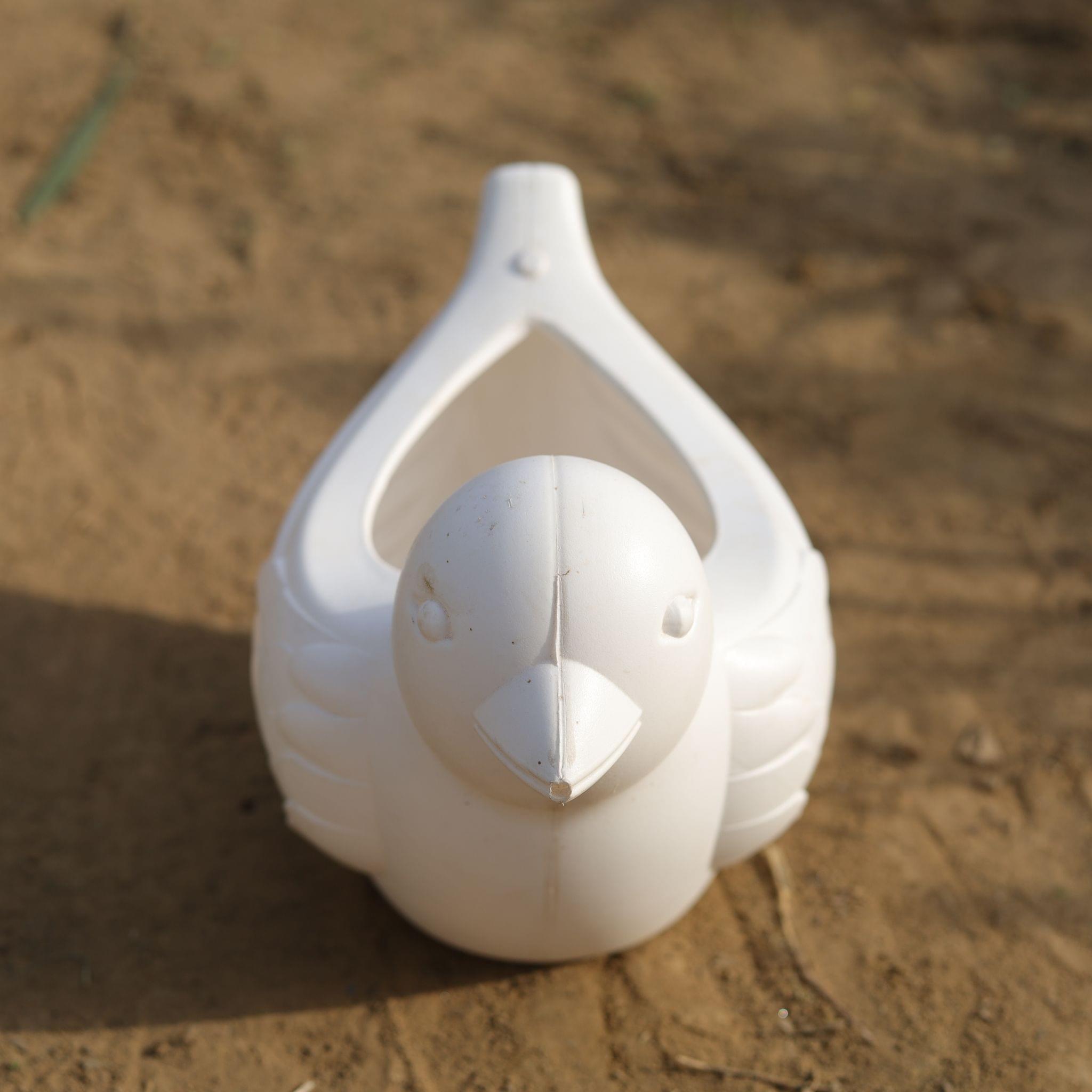5 Inch White Cute Bird Designer Plastic Pot