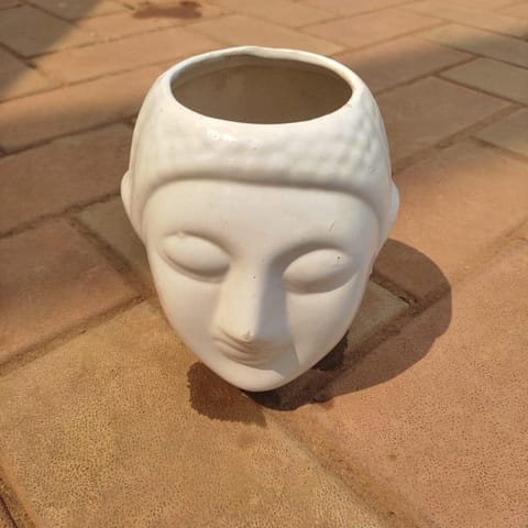 6 Inch White Buddha Designer Ceramic Pot
