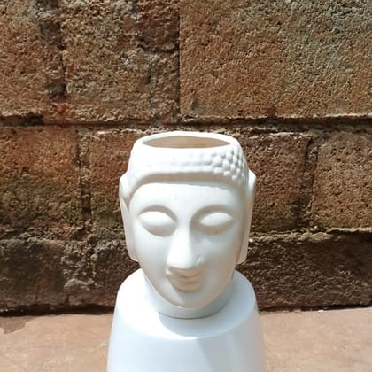 Buy 8 Inch White Buddha Designer Ceramic Planter Online | Urvann.com