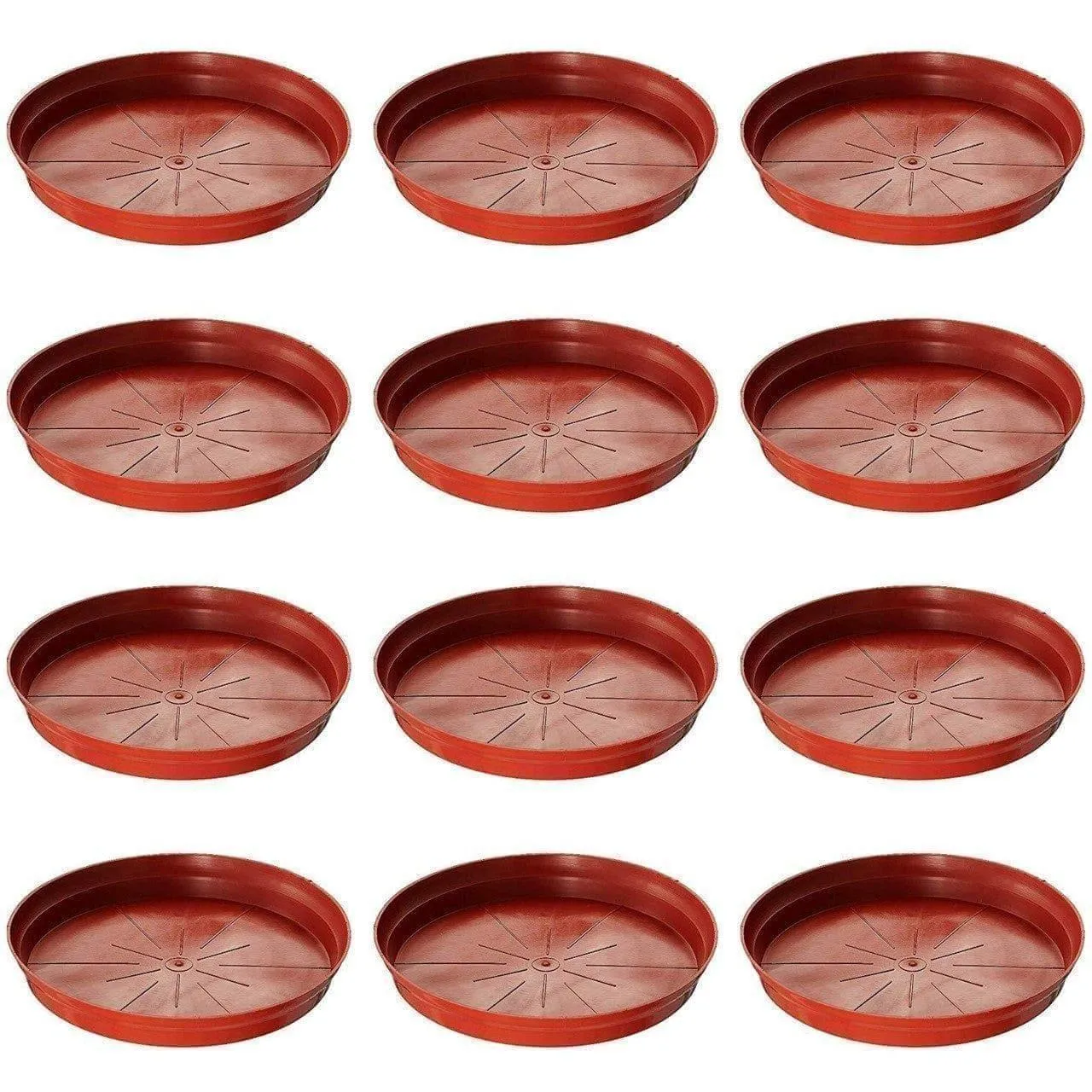 Set of 12 - 12 Inch Red Plastic Tray