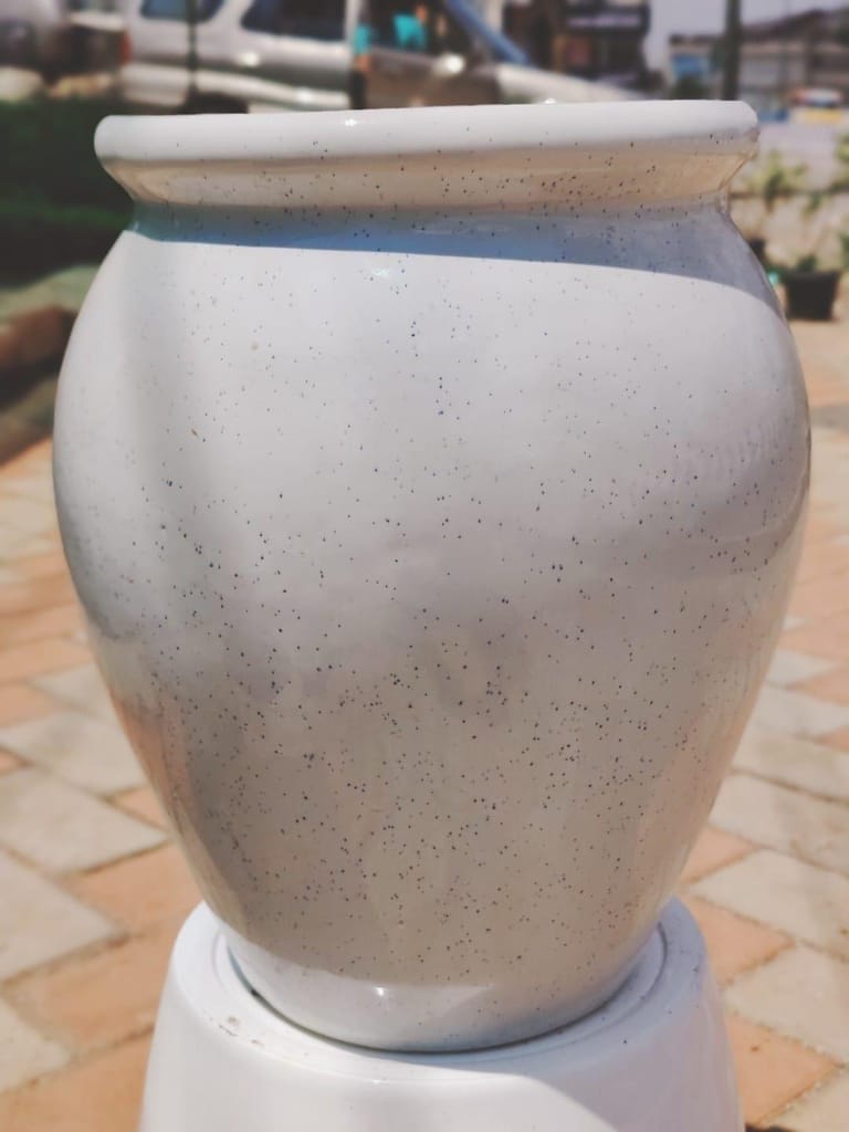 14 Inch White Classy Long Handi Ceramic Pot