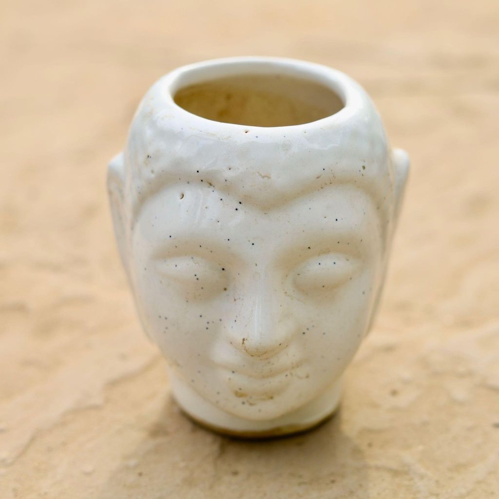 Buy 3 Inch White Buddha Designer Ceramic pot Online | Urvann.com 3 Inch White Buddha Designer Ceramic pot