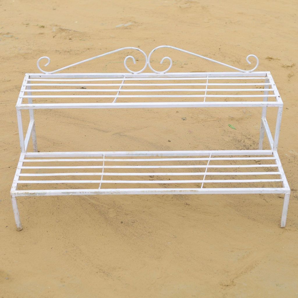 White Double Step 3 Ft Metal Stand
