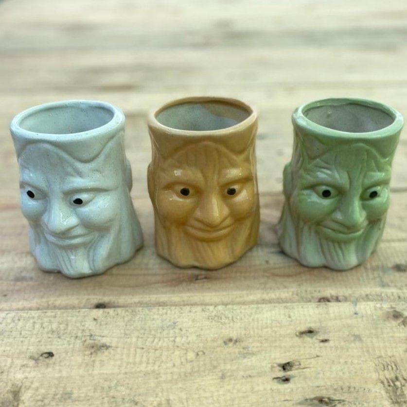 Set of 3 - 4 X 6 Inch Colourful Designer Tree Ceramic Pot