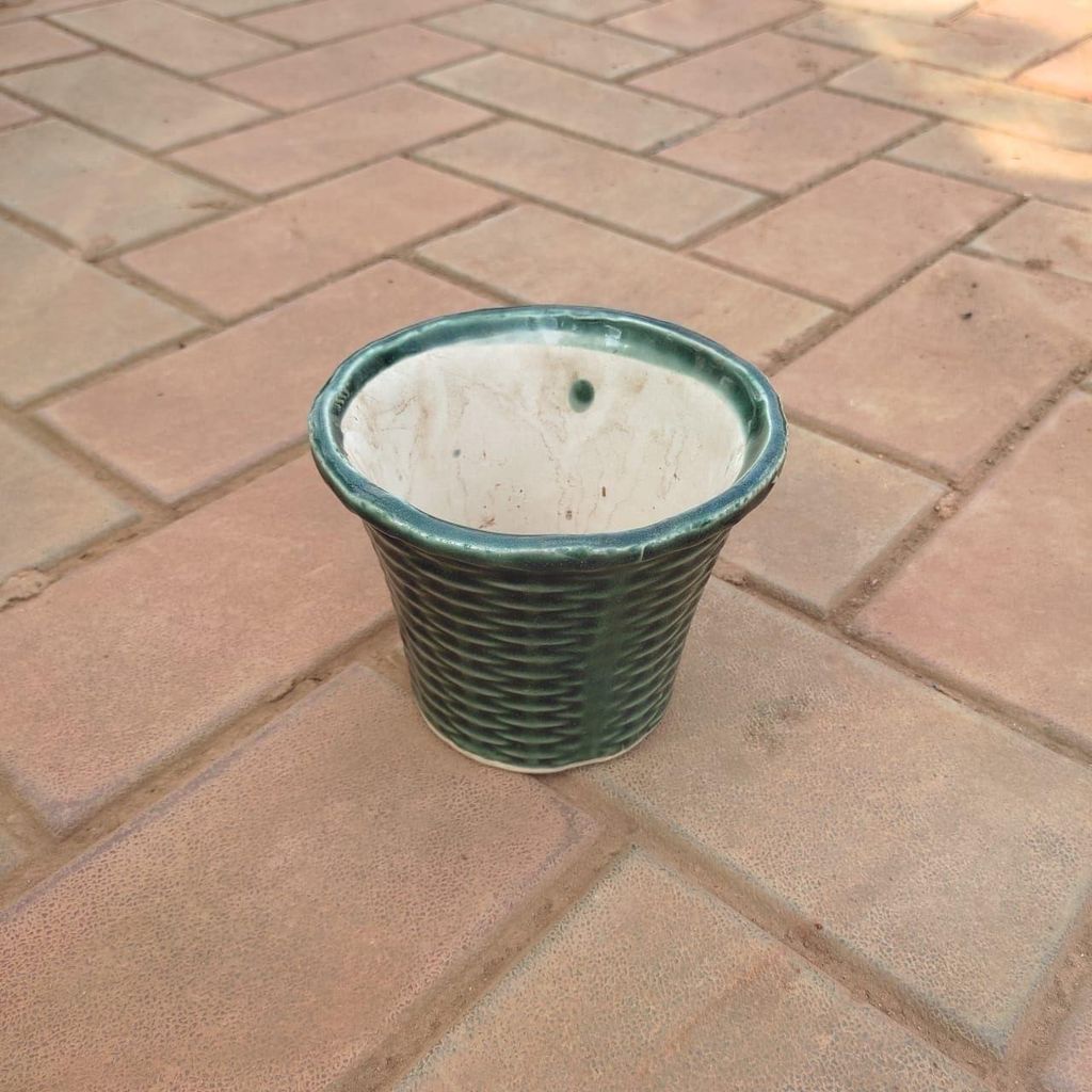 4 Inch Basket Desiner Ceramic Pot (any colour)