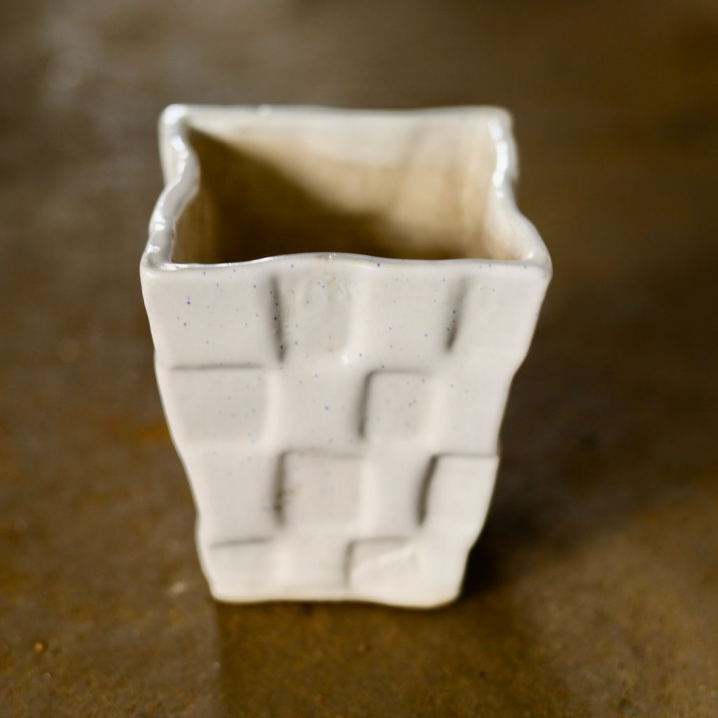 6 Inch White Square Bricks Designer Ceramic Pot (any colour)