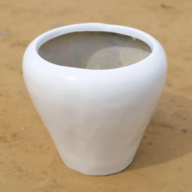 18 Inch White Classy Apple Fiberglass Pot