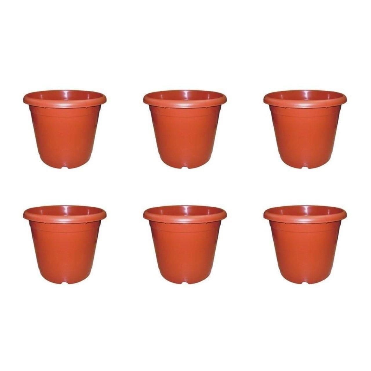 Set of 6 - 8 Inch Red Plastic Pot
