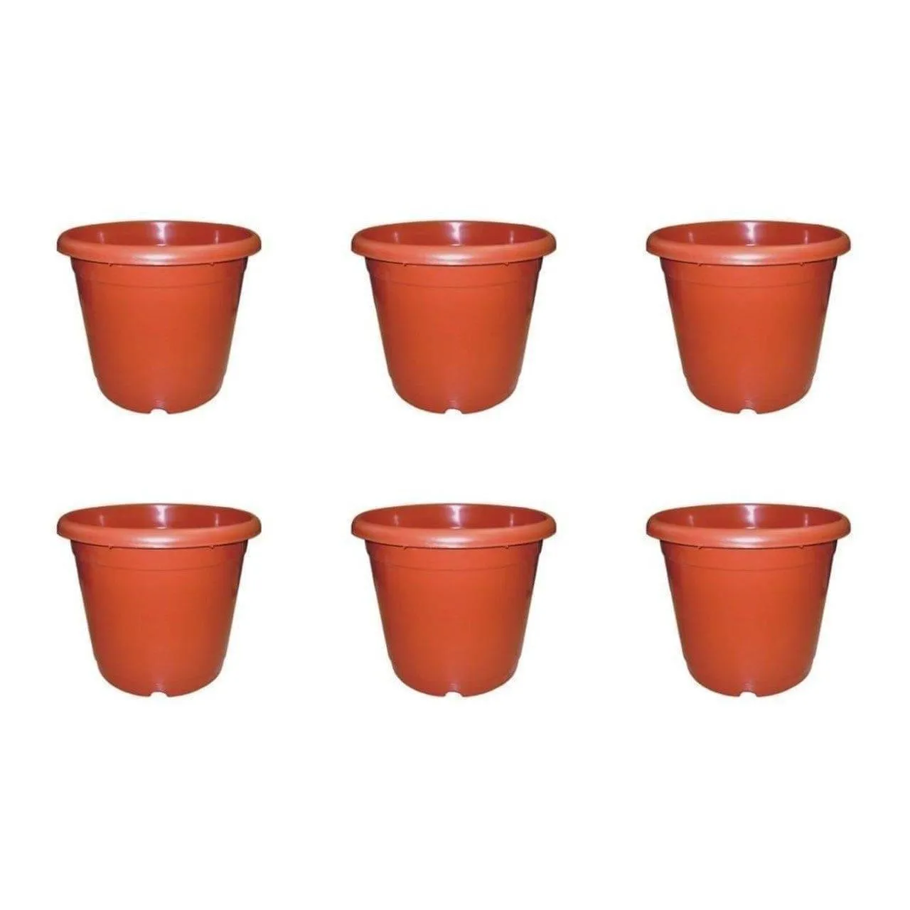 Set of 6 - 14 Inch Red Plastic Pot