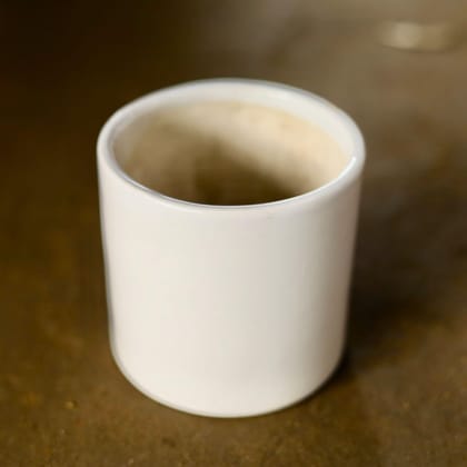 Buy 5 Inch White Classy Cylindrical Ceramic Pot Online | Urvann.com