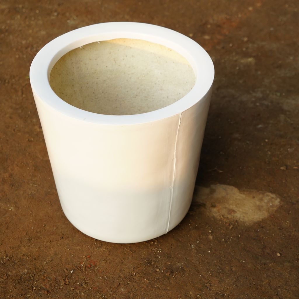 10 Inch Classy White Glass Designer Fibre Pot