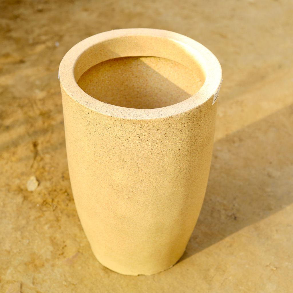 18 Inch Beige Standard Premium Tall Cylindrical Polymer Pot