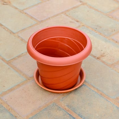 Buy 7 Inch Red Premium Designer Plastic Pot With Tray Online | Urvann.com