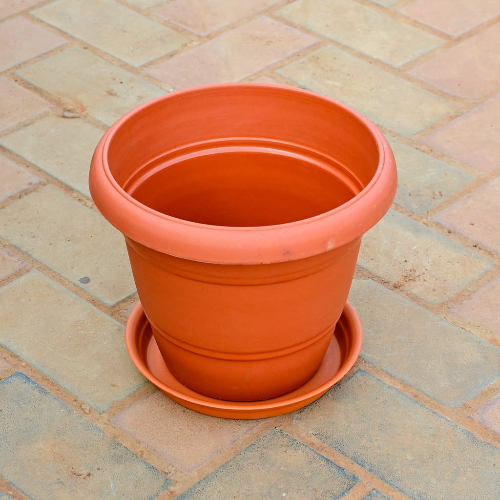 12 Inch Red Premium Designer Plastic Pot With Tray