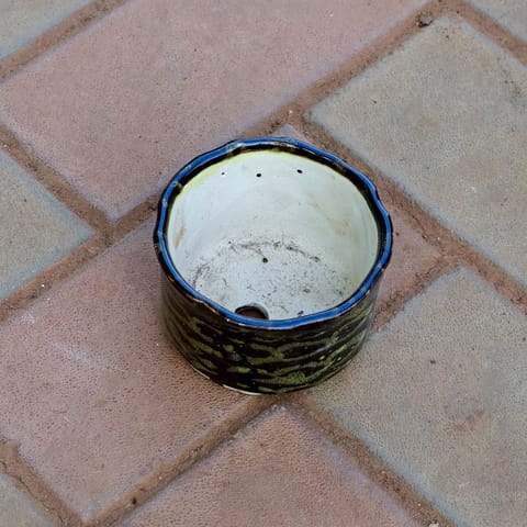 4 Inch Designer Round Shaped Ceramic Pot (any colour)