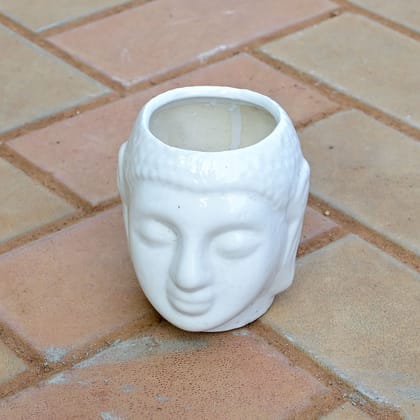 Buy 4 Inch White Buddha Designer ceramic Pot Online | Urvann.com