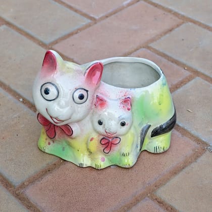 Buy 3 Inch Cat Designer Ceramic Pot (any colour) Online | Urvann.com