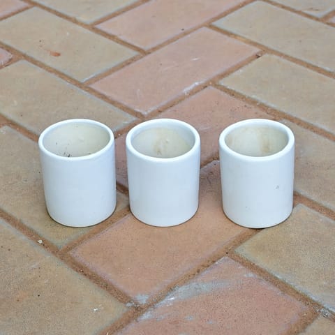Set of 3 - 3 Inch Classy Cylindrical Ceramic Pot (any colour)
