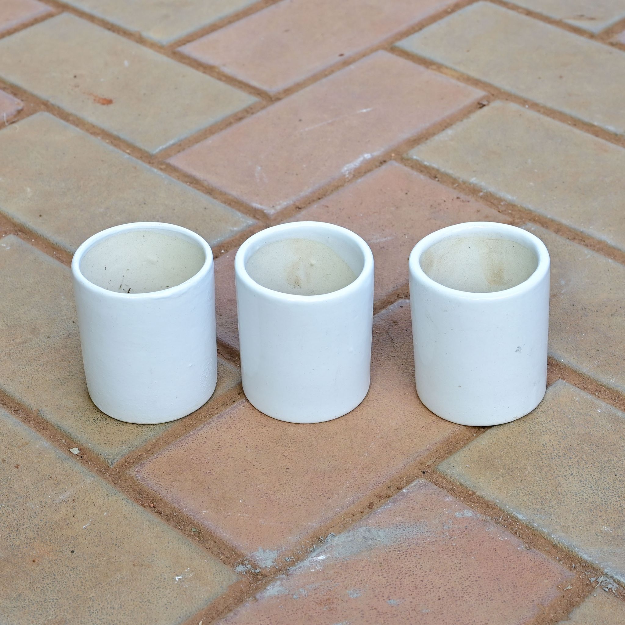 Set of 3 - 3 Inch Classy Cylindrical Ceramic Pot (any colour)