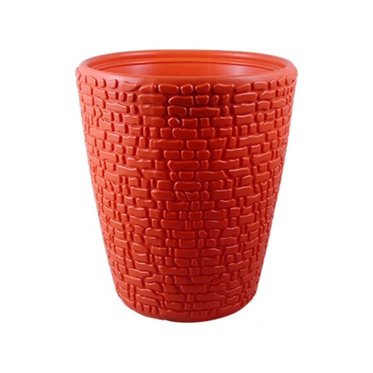 10 Inch Orange Premium Marble Plastic Pot
