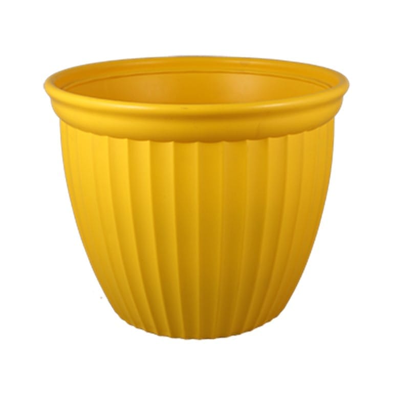 8 Inch Yellow Premium Lotus Heavy Plastic Pot