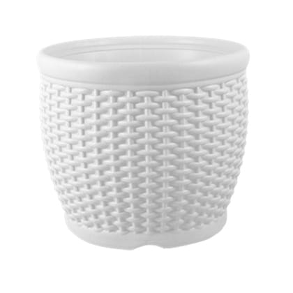Buy 8 Inch White Marble Premium Matt Classic Plastic Pot Online | Urvann.com