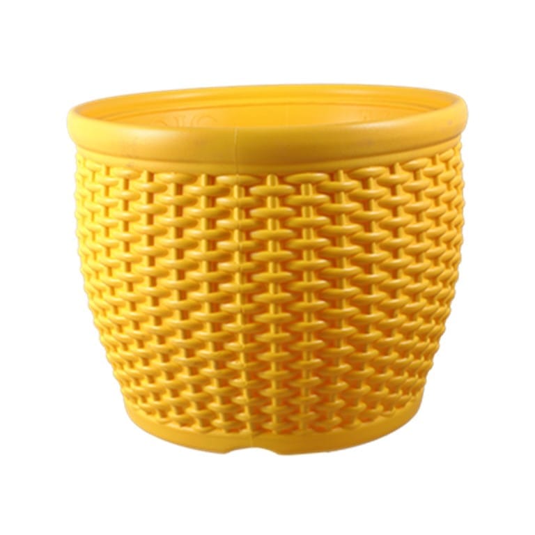 8 Inch Yellow Premium Matt Classic Plastic Pot