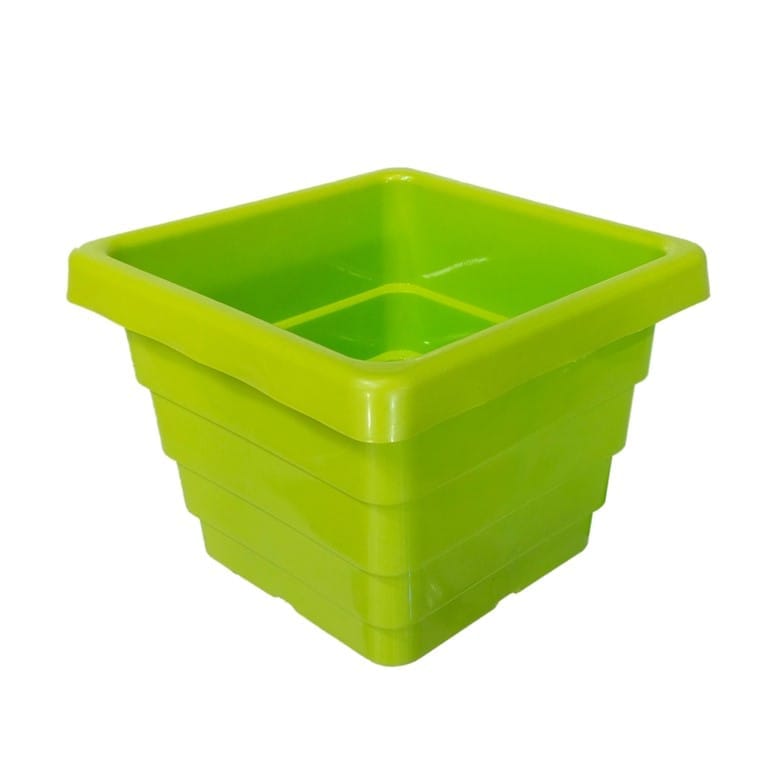 6 Inch Green Premium Orchid Square Plastic Pot