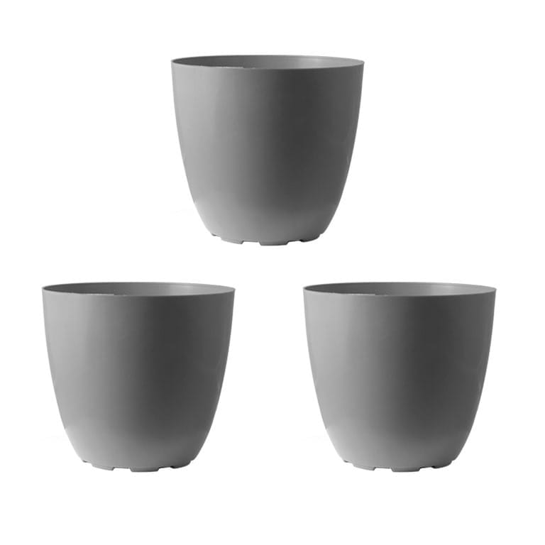 Set of 03 - 8 Inch Grey Premium Orchid Round Plastic Pot