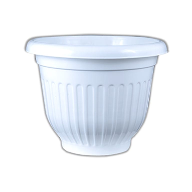 8 Inch White Olive Plastic Pot