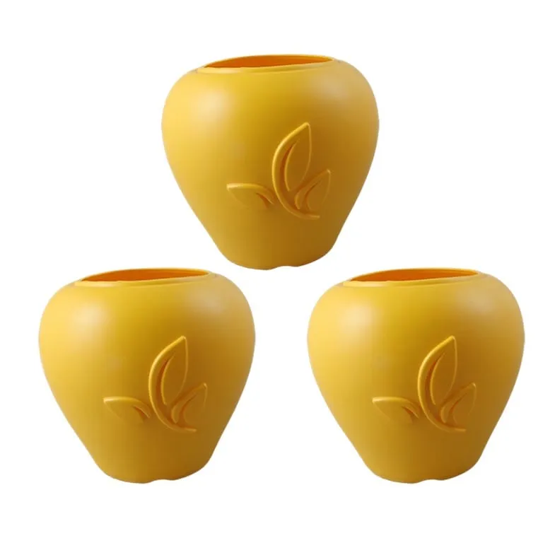 Set of 03 - 9 Inch Yellow Premium Apple Leaf Plastic Pots