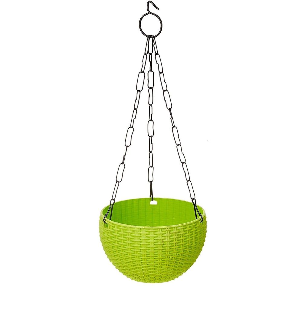 Buy 7 X 4.5 Inch Green Premium Euro Hanging Plastic Pot Online | Urvann.com 7 X 4.5 Inch Green Premium Euro Plastic Hanging Basket