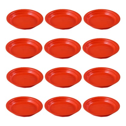 Buy Set of 12 - 5 Inch Terracotta Red Premium Round Trays - To keep under the Pots Online | Urvann.com