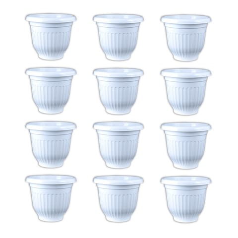 Set of 12 - 12 Inch White Olive Plastic Pot