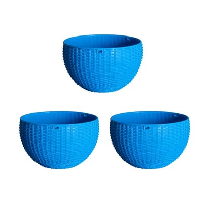 Buy Set of 3 - 7 X 4.5 Inch Blue Premium Euro Hanging Plastic Pot Online | Urvann.com