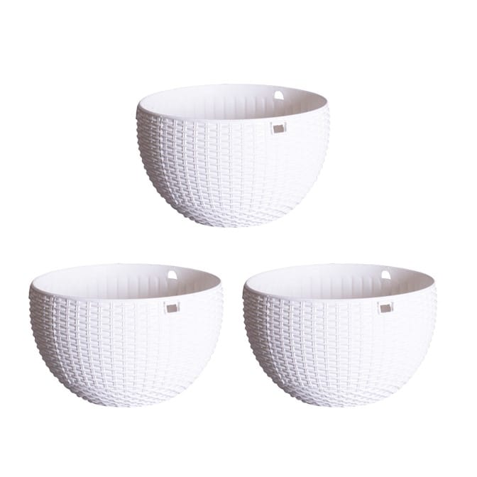 Set of 3 - 7 X 4.5 Inch White Premium Euro Plastic Hanging Basket