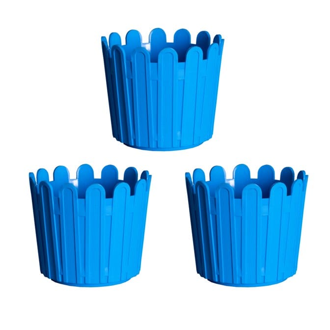 Set of 3 - 6 Inch Blue Premium Tippy Plastic Pot