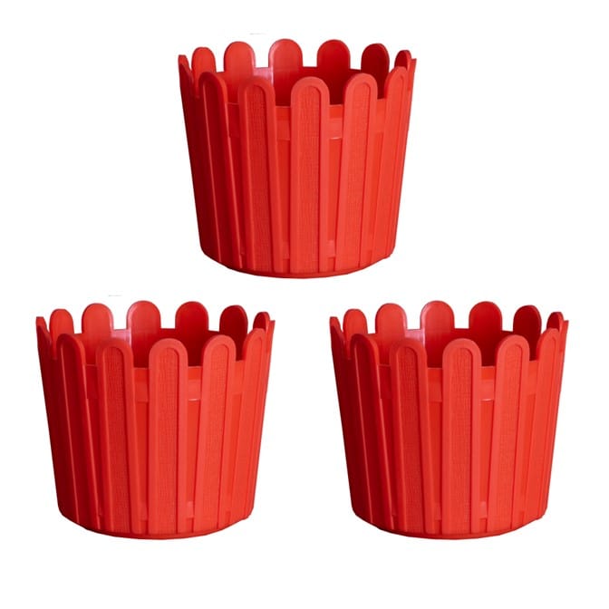 Set of 3 - 6 Inch Red Premium Tippy Plastic Pot