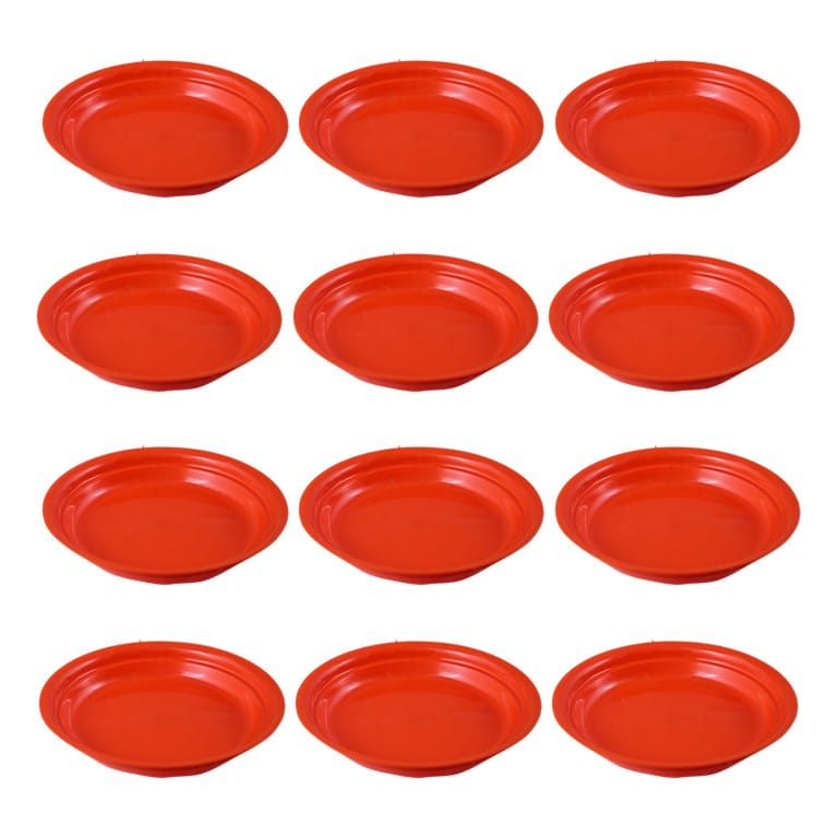 Set of 12 - 5 Inch Terracotta Red Premium Round Trays - To keep under the Pots