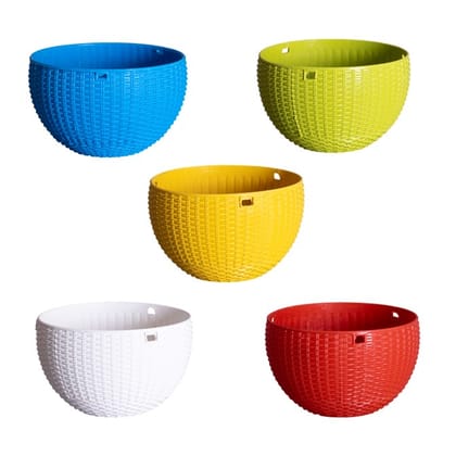 Buy Set of 5 - 7 X 4.5 Inch (Yellow, Blue, Red, White & Green) Premium Euro Hanging Plastic Pot Online | Urvann.com
