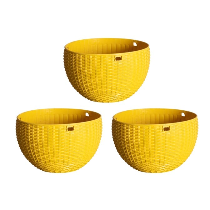 Set of 3 - 7 X 4.5 Inch Yellow Premium Euro Plastic Hanging Basket