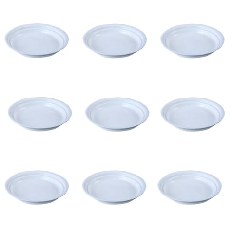 Set of 09 - 5 Inch White Premium Round Trays - To keep under the Pots