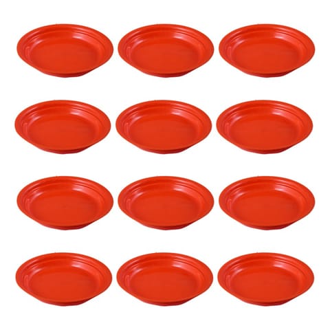 Set of 12 - 6.5 Inch Terracotta Red Premium Round Trays - To keep under the Pots