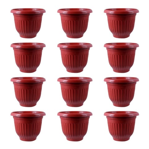 Set of 12 - 10 Inch Terracotta Red Olive Plastic Pots