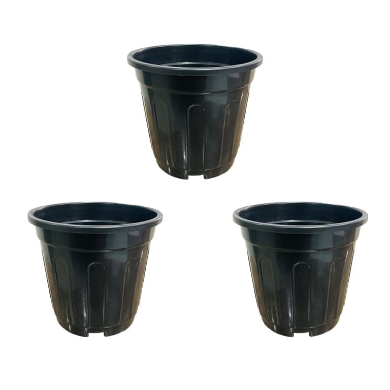 Set of 03 - 12 Inch Black Super Nursery Pot
