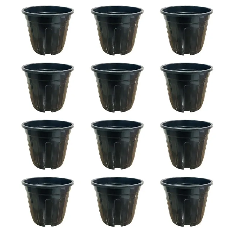 Set of 12 - 12 Inch Black Super Nursery Pot